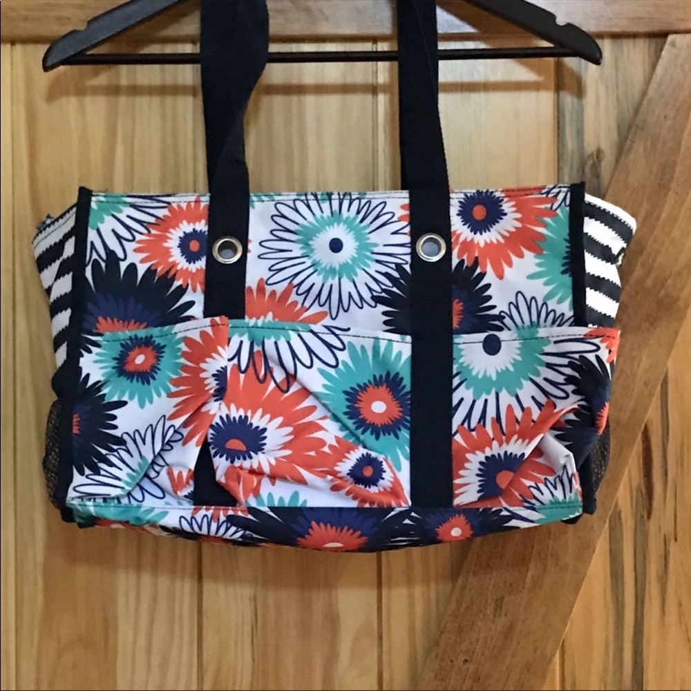 Thirty One floral/stripe tote bag